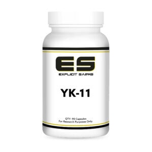 Enhanced Muscle Builder SARMS supplement YK-11 capsules for research purposes.