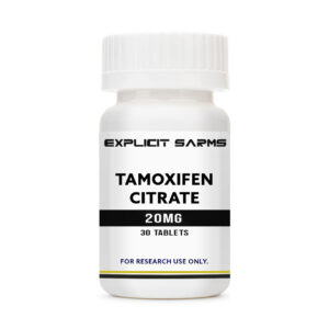 High-quality supplement bottle labeled Tamoxifen Citrate 20mg, designed for research purposes, emphasizing its purpose and dosage for scientific use.