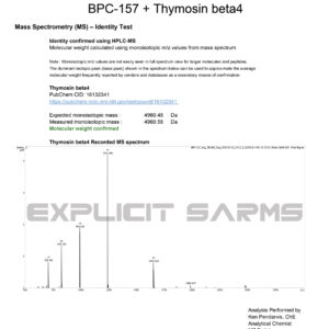 High purity BPC-157 with TB-500, verified by HPLC-MS, for research.