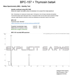 High purity BPC-157 with Thymosin beta4, verified by HPLC-MS, for research.